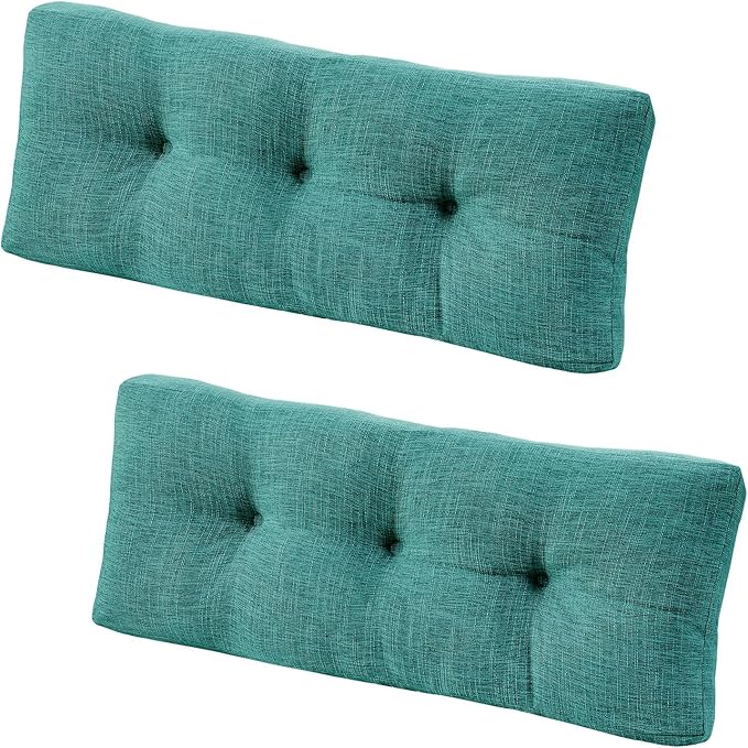 downluxe Indoor Bench Cushion for Indoor Furniture, Non-Slip Tufted Overstuffed Textured Foam Bench Seat Cushion, 36" X 14" X 4", Green, 2 Pack