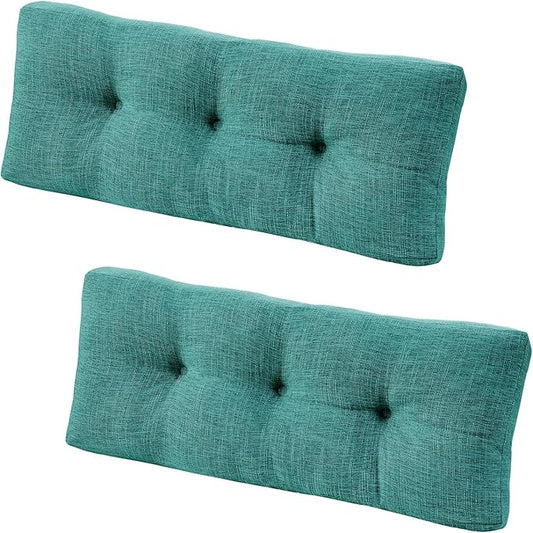 downluxe Indoor Bench Cushion for Indoor Furniture, Non-Slip Tufted Overstuffed Textured Foam Bench Seat Cushion, 36" X 14" X 4", Green, 2 Pack