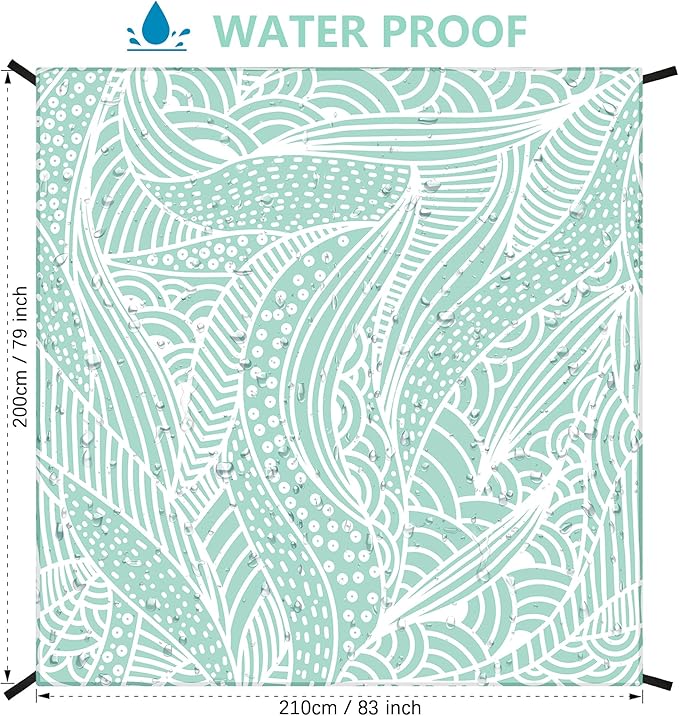 Beach Blanket Sandproof Extra Large Beach Mat Adults Waterproof Quick Drying Sand Free Mat Made by Premium Polyester with 4 Stakes & 4 Corner Pockets for Outdoor Travel Camping Hiking