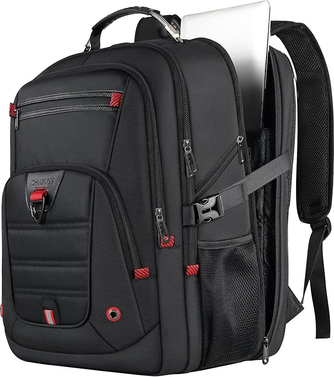 Z-MGKISS Extra Large Backpack for Men, Gaming Laptop Travel Bag Fits 18.4-19" Laptops, TSA Flight-Approved Backpack, Anti-Theft Gym College Business Work Mens Daypack, Black
