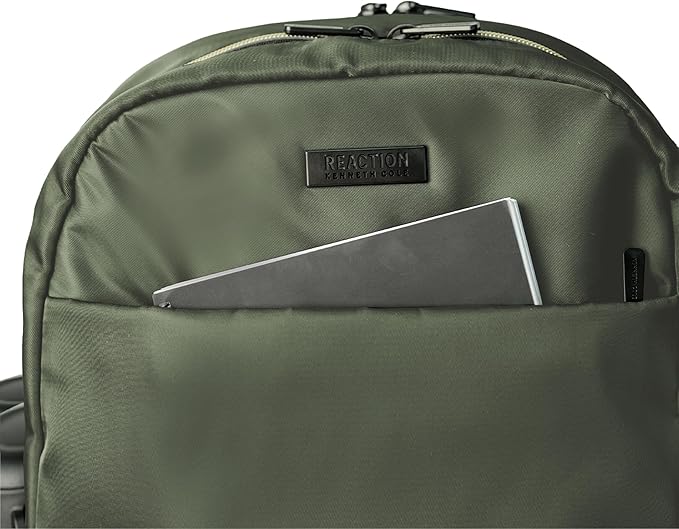 Kenneth Cole REACTION Madison Square Lightweight Hardside Chevron Expandable Spinner Luggage, Olive, 2-Piece (20" Carry On + Sophie Backpack)