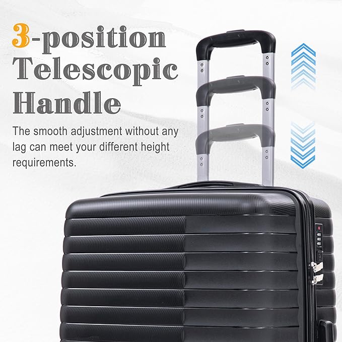 Hardside 4 Luggage Set, Lightweight Wave Suitcase with Spinner Wheels