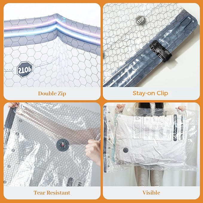 10 Jumbo Vacuum Storage Bags with Electric Pump, Large Vacuum Seal Bags for Clothing Comforters Blankets Bedding Pillows Sweater, Space Saver Compression Packing Bag for Moving and Home Essensials