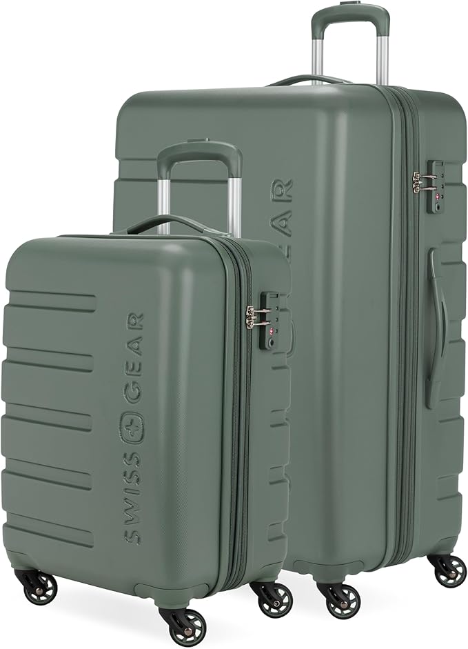 SwissGear 7366 Signature Hardside Expandable Luggage with Spinner Wheels, TSA Lock, Cup-Holder, Olive, 2-Piece Set (19/27)