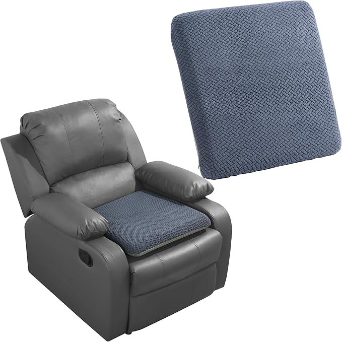 HOMBYS Tufted Furry Recliner Seat Cushion for Elderly Foam Curved Edge Large Square Seat Cushion for Recliner Chair, Floor Pillow, Office Chair, Car, No Pressure on Thighs(Grey)