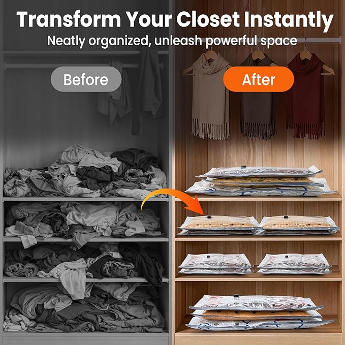 Vacuum Storage Bags for Travel, 15 Pack Vacuum Seal Bags for Clothing With Cordless Electric Pump, Space Saver Bags for Luggage, Clothes, Ideal for Home, Seasonal Storage, and Packing for Travel