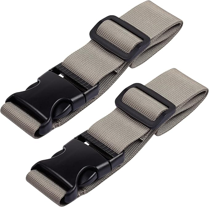 Wisdompro 2 Pcs Add a Bag Luggage Strap, Heavy Duty Adjustable Suitcase Belt Travel Attachment Travel Accessories for Connecting Your Luggage Together - Khaki