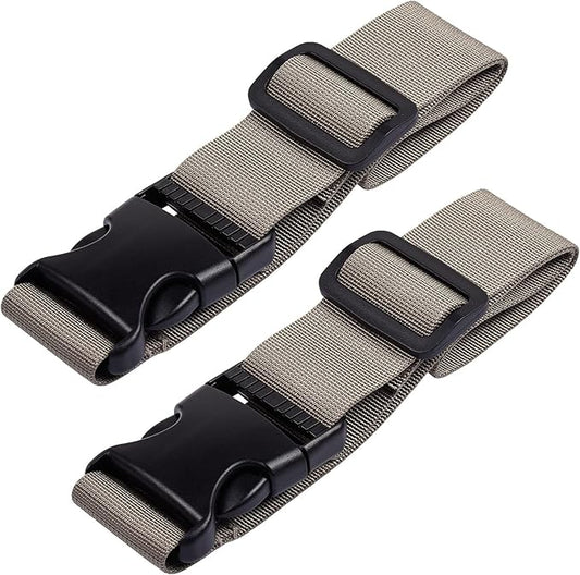 Wisdompro 2 Pcs Add a Bag Luggage Strap, Heavy Duty Adjustable Suitcase Belt Travel Attachment Travel Accessories for Connecting Your Luggage Together - Khaki