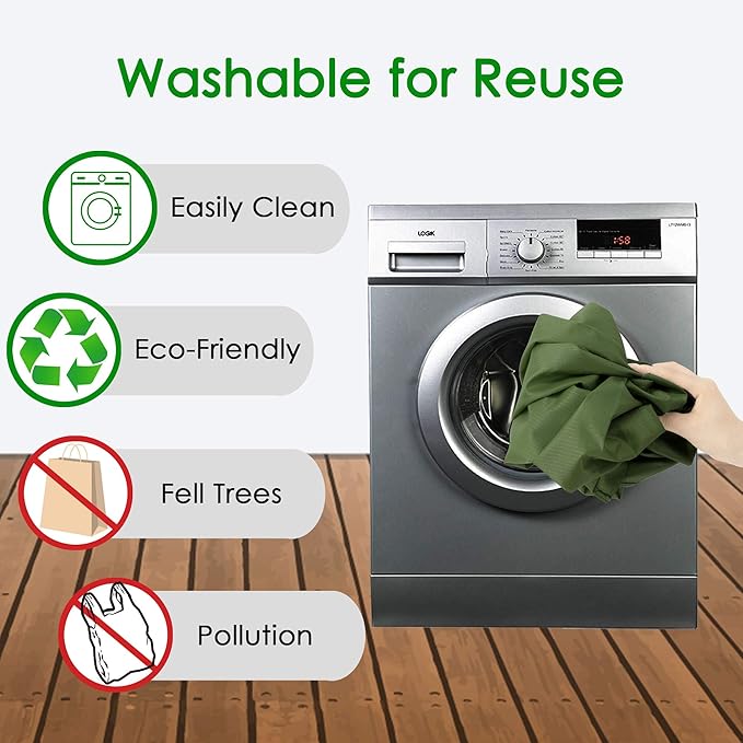 BeeGreen Green Reusable Grocery Bags Wholesale Green Reusable Kitchen Bags Bulk Foldable-Machine Washable with Zipper Storage Pouch 20 Packs