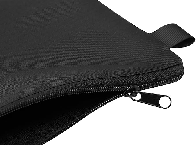 Small Black Nylon Zipper Pouch (6x8 Inch - Set of 5) For Travel Cosmetics Cables Documents Office Supplies Organizer Bag