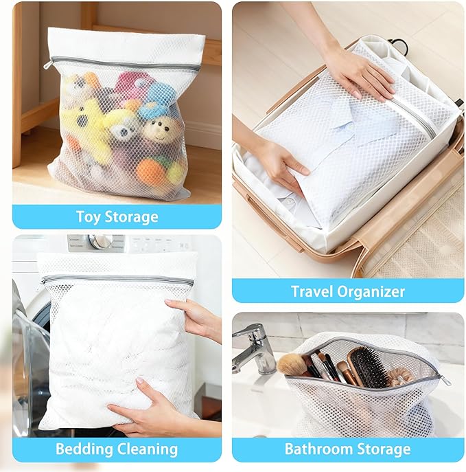 PrettyCare 3 Medium (12 x 16 in) Mesh Laundry Bags for Delicates, Durable Honeycomb Wash Bags with Premium Zippers - Laundry Essentials Mesh Bags for Lingerie, Bras, Socks, Sweater, Travel & Organize