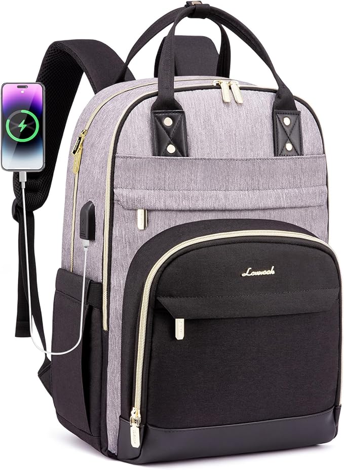 LOVEVOOK Backpack for Women,Laptop Backpack Women,Fits 17 Inch Laptop Bag,School Backpacks,Fashion Travel Work Anti-theft Bag,Waterproof Business Computer College Backpack Purse,Grey-Black-Balck