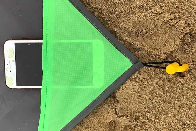 Pocket Blanket 71"x55", Lightweight Compact Sandproof Waterproof Outdoor Blanket for Beach, Hiking, Camping, Travel, Festivals, Picnic with Pockets, Loops, Stakes, Carabiner