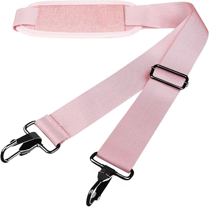 Askuko Shoulder Strap, 56 Inch Universal Adjustable Shoulder Belt Replacement Laptop Bag Shoulder Strap with Metal Hooks for Briefcase, Laptop Messenger Crossbody Bag, Luggage Duffel Camera, Pink