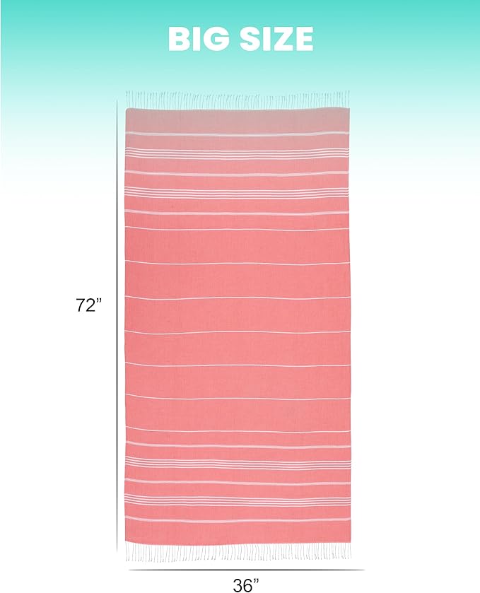 2 Packs Cotton Turkish Beach Towels Swim Towel Compact Oversized Sand Free Quick Dry Thin Luxury Best Organic Linen Toallas De Playa Travel Essentials Camping Blanket Hot Tub Spa Accessories