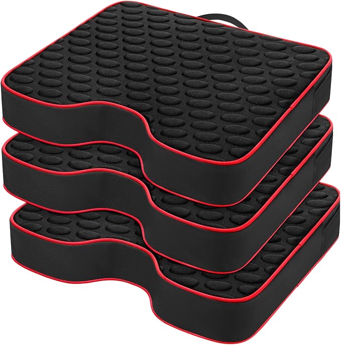Stadium Seat Cushions - Portable Bleacher Cushions with 2.5" Extra Thick High-Density Foam and Massage Dots, Fashion Outdoor Seat Cushions for Sports Events, Travel, Camping, Chairs - 3 Pack
