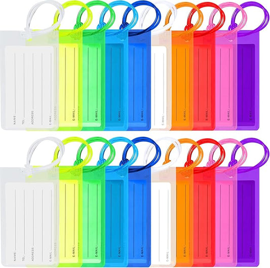 20 Pack Luggage Tags for Suitcases, Airplane Travel Essentials for Flying, International Travel Must Haves, and Luggage Accessories by Sodsay