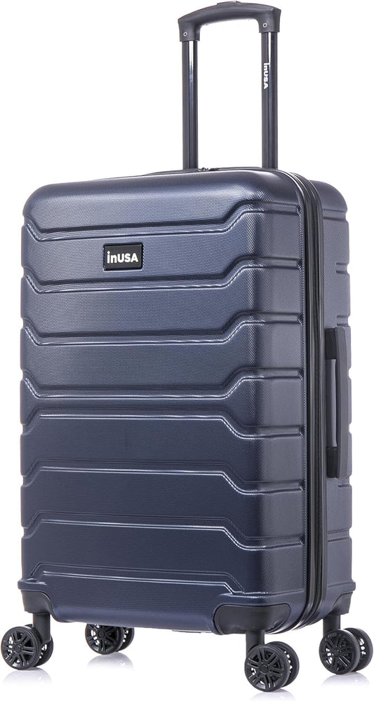 InUSA TREND Luggage with Spinner Wheels | Durable lightweight Hardside Suitcase, Travel bag with Handle and Trolley, 24-Inch Medium Checked luggage | Blue