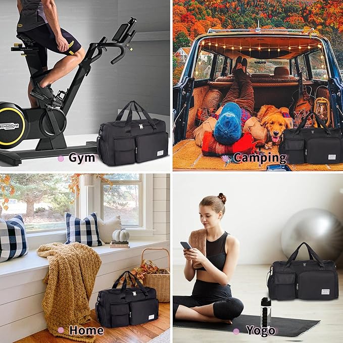 FIORETTO Women's Gym Duffle Bag with Shoes Compartment, 30L Capacity, Ideal for Travel, Gym, Sports, Duffel, Weekender