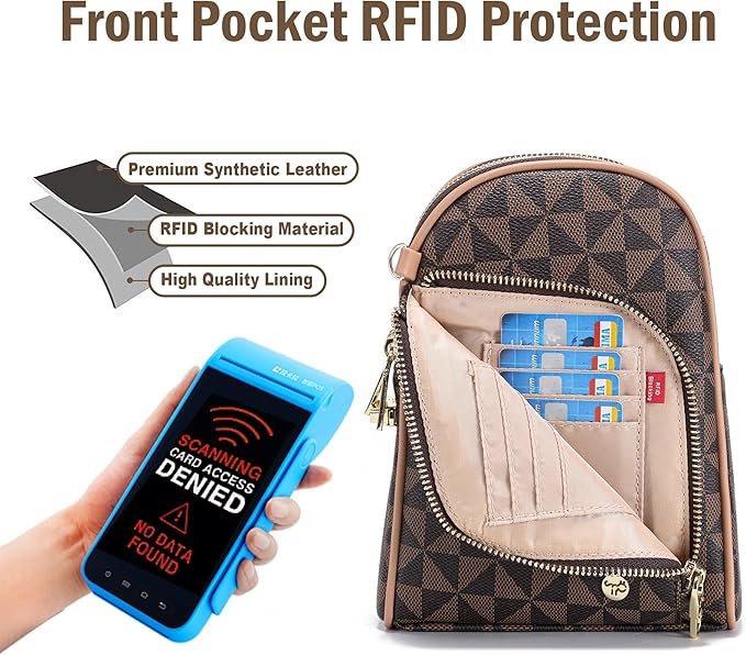 INICAT RFID Blocking Sling Bag, Anti Theft Crossbody Bag for Women, Travel Fanny Pack Style Purse, Vegan Leather
