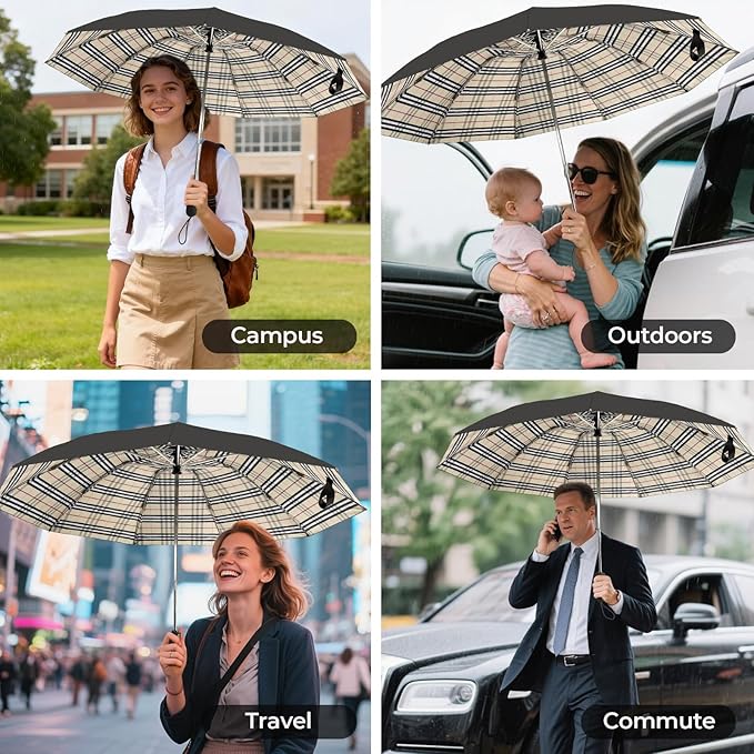 ZDSSM Compact Inverted Travel Umbrella, Automatic Open Close, 9-Rib 46 Inch Windproof Umbrella, Waterproof UPF 50+, Portable Umbrellas for Men, Women, Travel, and Daily Use