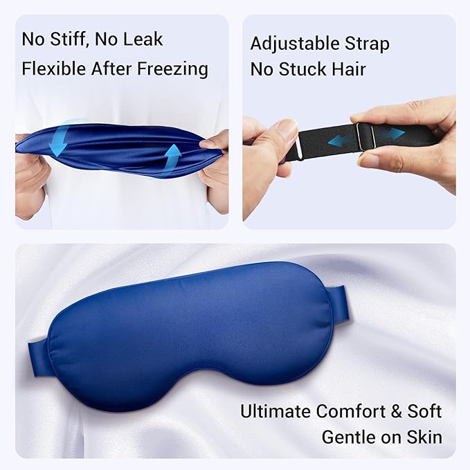 Hsa Store Eligible Items Fsa: Cold Compress for Migraines Headache Puffiness Dark Circles, Face Ice Pack for Sleep Puffy Eyes, Reusable Cooling Gel Eye Mask (Blue)
