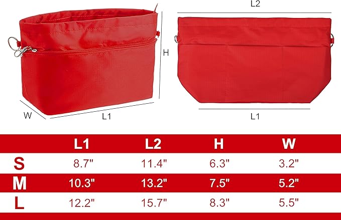 Vercord Handbag Purse Tote Pocketbook Organizer Insert Zipper Closure 11 Pockets 3 Sizes Many Colors