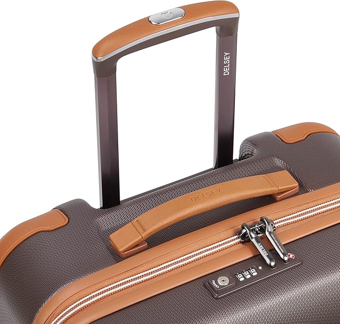 DELSEY PARIS Chatelet Air 2.0 Hardside Luggage with Spinner Wheels, Chocolate Brown, Checked-Medium 24 Inch