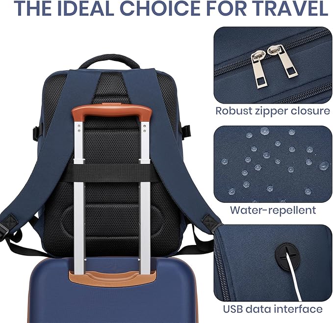 Kono Airline Approved Suitcase Set 3 Piece Luggage Set Lightweight Carry On Travel Luggage, TSA Lock Spinner Wheels Hardshell (Navy/Brown, (BP/20))