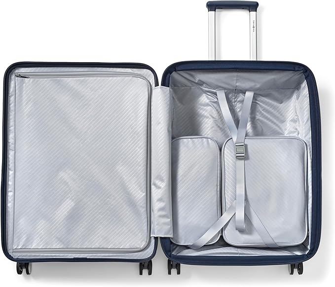 Samsonite Paralux Medium Checked Luggage - Innovative Design - Quick Access Front Pocket - Dual Suspension Wheel Technology - TSA Lock - Expandable - Includes Removable Packing Cubes - Midnight Navy
