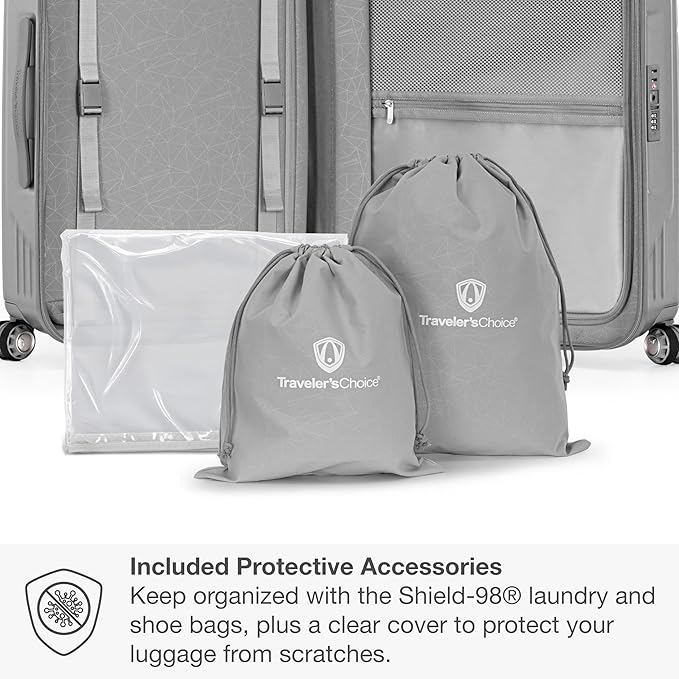 Traveler's Choice Ultimax II Polycarbonate Hardside Luggage with Spinner Wheels, Slate Gray, 21-Inch Carry-On