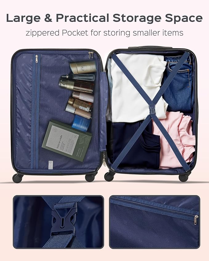 Suitour Luggage Sets 5 Piece Hardshell Suitcases with Spinner Wheels TSA Lock, Lightweight ABS Carry On Suitcase Set for Travel Business