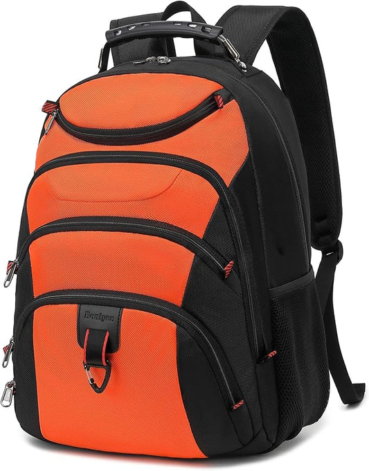 Boavan Laptop Backpack for men, 15.6 inch Laptop Bag with USB Port, Waterproof Travel Work Backpack Purse, Anti-Theft Teacher Nurse Doctor Casual Bookbags Office Business backpack，Orange Black