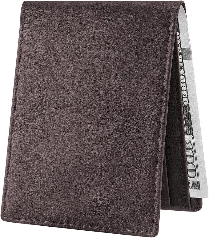 Chelmon Slim Wallet for Men ID Window with RFID Blocking Front Pocket Minimalist Bifold Bussiness Card Holder Gift for Men