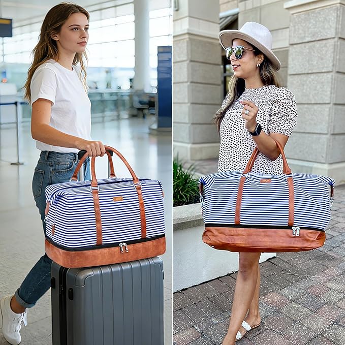 IBFUN Weekender Bags for Women, 21" Weekender Travel Bag, Travel Duffle Bag with Shoe Compartment Carry on Overnight Duffel Bag for Weekend Travel Business Trip
