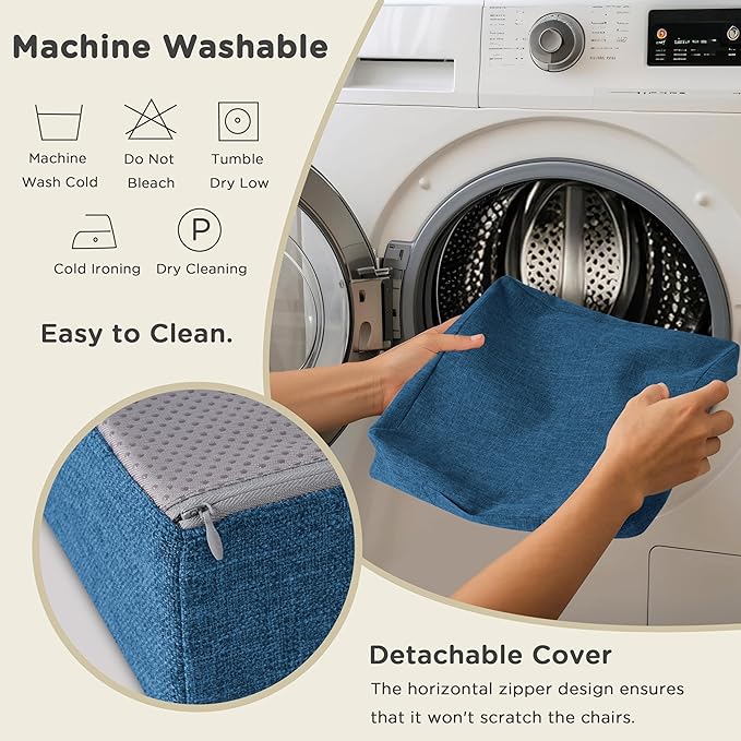 AddGrace Recliner Cushions for Elderly Thick Seat Cushion 20"x20"x4" Chair Pads with Non Slip Backing and Washable Cover for Couch Armchair Chairs Blue