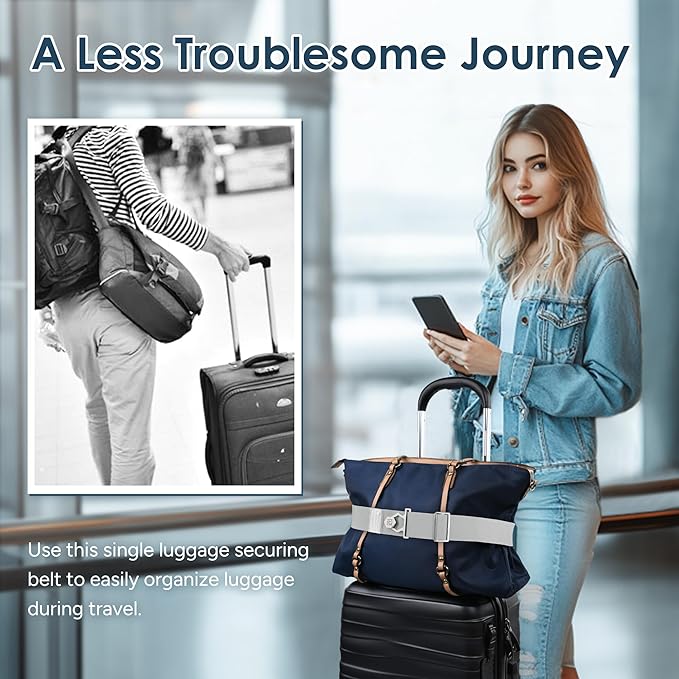 Travel Inspira Travel Belt for Luggage - Stylish & Easy-to-Use Elastic Strap for Suitcases & Carry-On Bags, Adjustable for Secure Travel