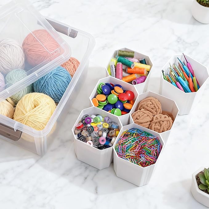 Citylife 17 QT Plastic Storage Bins Clear Storage Box with Lids Multipurpose Stackable Storage Containers for Organizing Tool, Craft, Crayon, 2 Packs