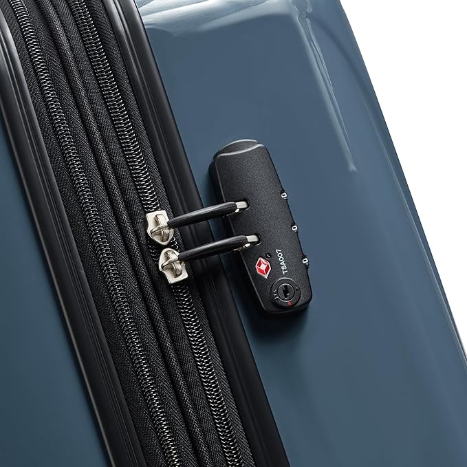 DELSEY PARIS Helium Aero Hardside Expandable Luggage with Spinner Wheels, Orion Blue, Checked-Large 28 Inch