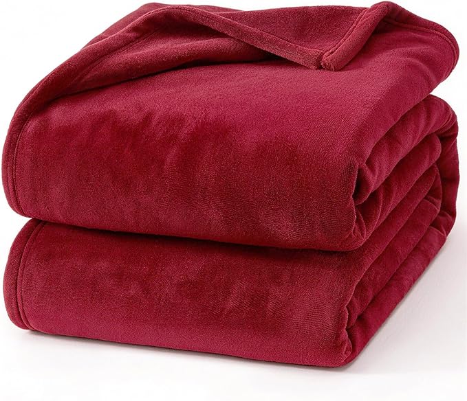 Hansleep Fleece Red Throw Blanket, Super Soft Flannel Fuzzy Plush Cozy Blanket for All Seasons, Red, Throw 50x60 Inches