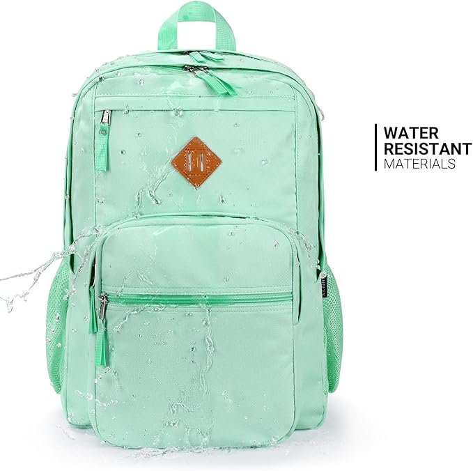 ZORFIN 26L Backpack for College, and Travel: Water Resistant Bookbag - Mint