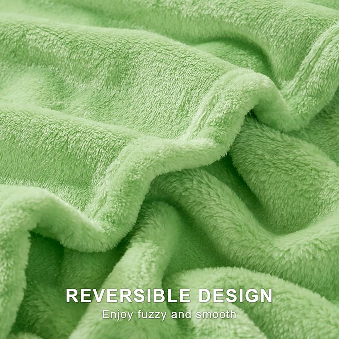 Hansleep Fleece Grass Green Full Blanket, Super Soft Flannel Fuzzy Plush Cozy Blanket for All Seasons, Grass Green, Full 84x90 Inches