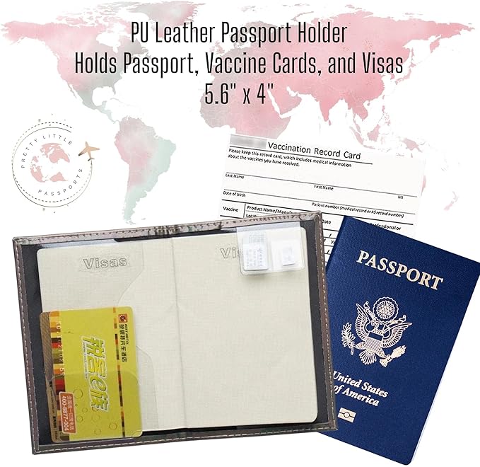 Chrome Passport Cover Vaccine Card Holder Combo, Passport Holder with Vaccine Card Slot (Silver)