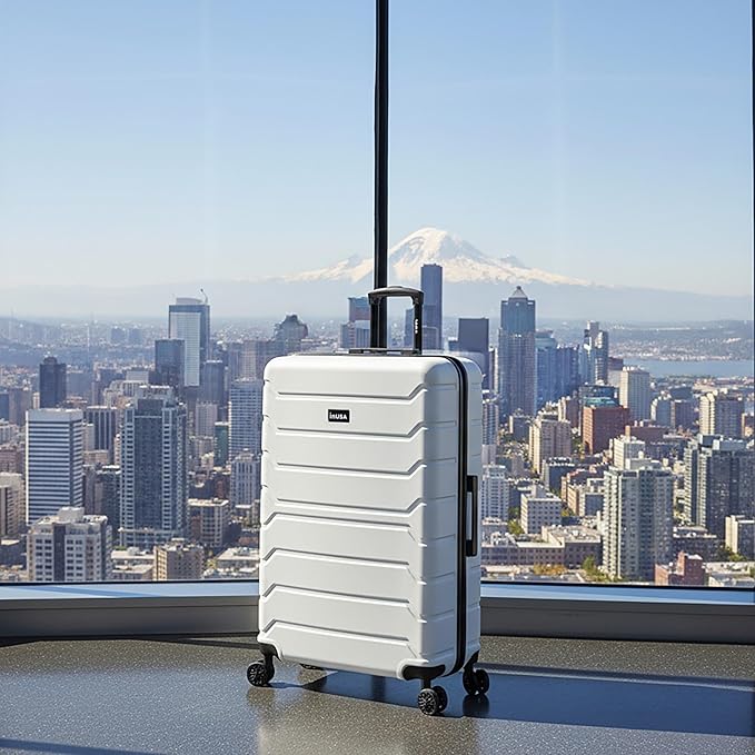 InUSA TREND Luggage with Spinner Wheels | Durable lightweight Hardside Suitcase, Travel Bag with Handle and Trolley | 32-inch Extra-Large Checked luggage | White