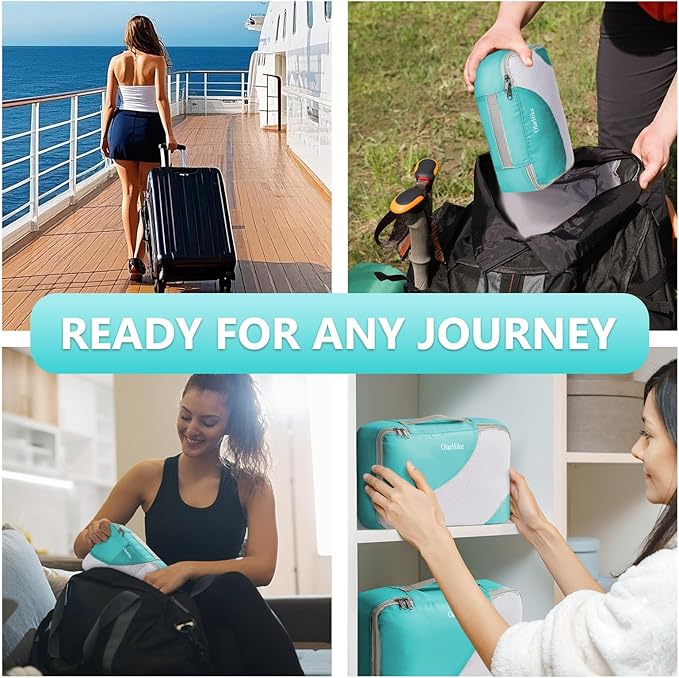 8 Set Packing Cubes for Travel, Gifts for Women Mom,Anti-Tearing Suitcase Organizer for Luggage with Shoe & Hanging Toiletry Bag,OlarHike Vacation Essentials & Accessories for Cruise Ship