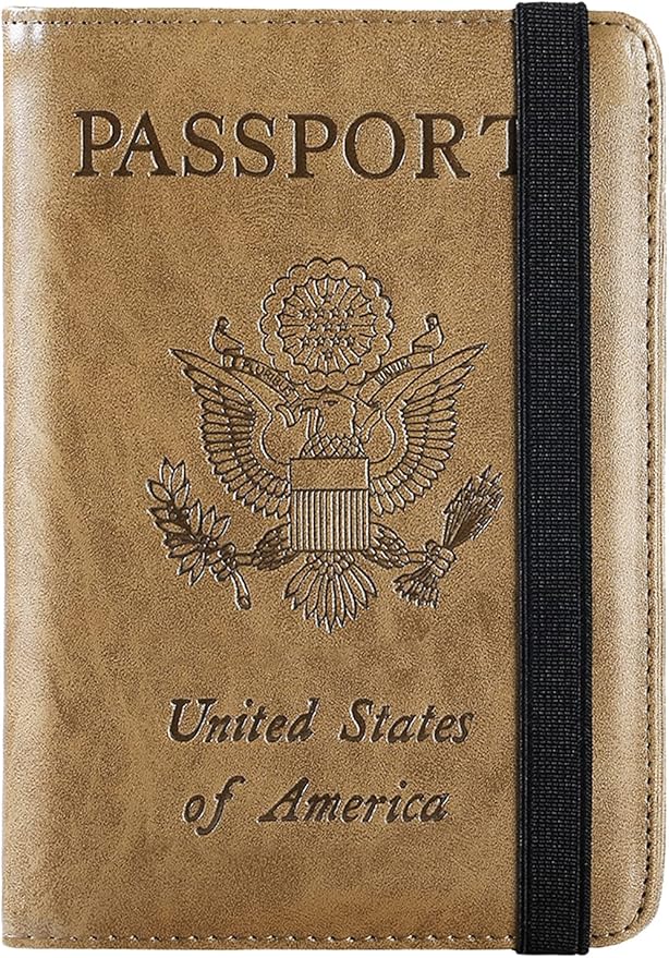 Passport Holder Cover Wallet Travel Essentials RFID Blocking Leather Card Case International Must Haves Travel Accessories for Women Men(101#Brown)