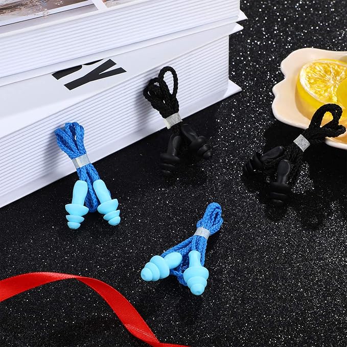 Bememo 20 Pairs Corded Ear Plugs Reusable Silicone Earplugs with String Shooting Range Swimming Noise Cancelling Reduction Hearing Protection for Sleep Work Construction