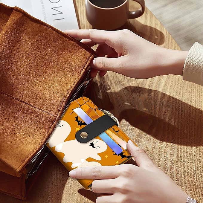 Airkit Small Wallets Woman RFID Blocking Leather Credit Card Holder - with ID Window - Card Wallets for Women - with Zipper Coin Purse - Keychain Wallet