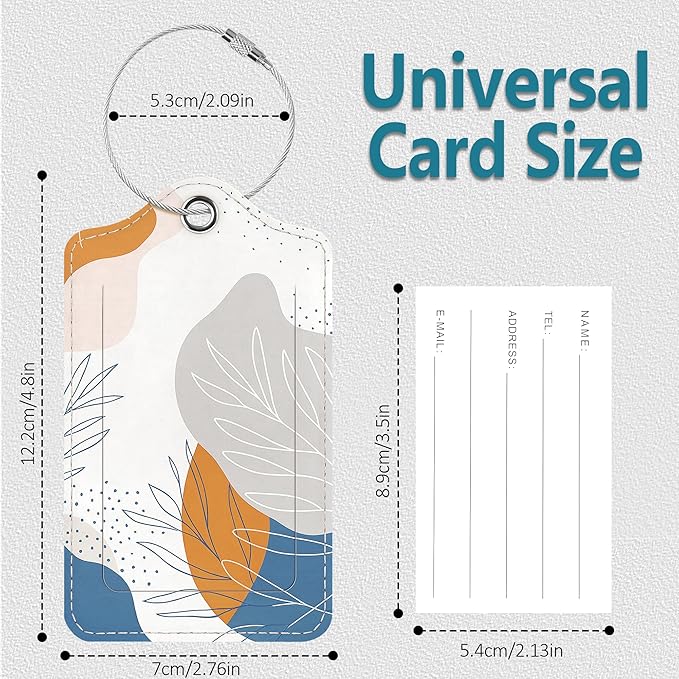 Luggage Tags for Suitcases, 2 Pack Cute PU Leather Luggage Tag TSA Approved with Stainless Steel Loop and Address Card Baggage Tag for Travel&Hotel Stays&Cruise Ships&Shipping and Mailing