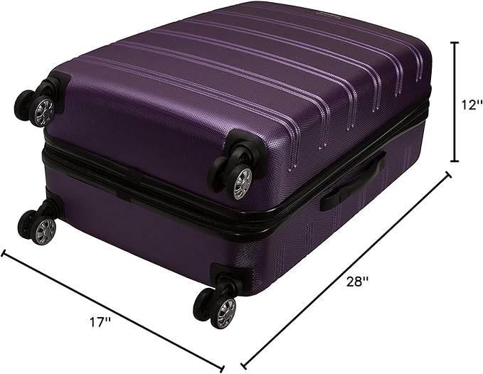 Rockland Melbourne Hardside Expandable Spinner Wheel Luggage, Purple, Checked-Large 28-Inch